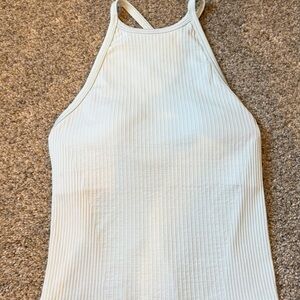 Lululemon Ebb to Street High Neck light blue Ribbed Tank Top-Waist Length
